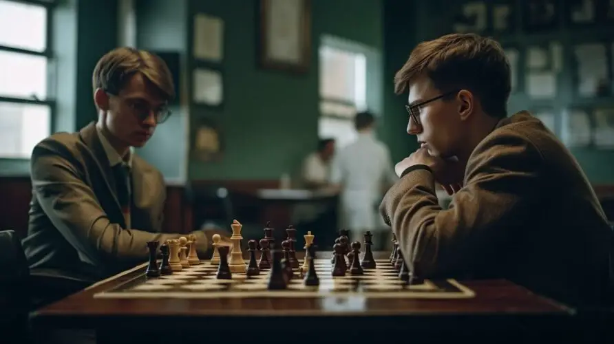 A player patiently waiting for their turn, hands folded, while the opponent contemplates a move