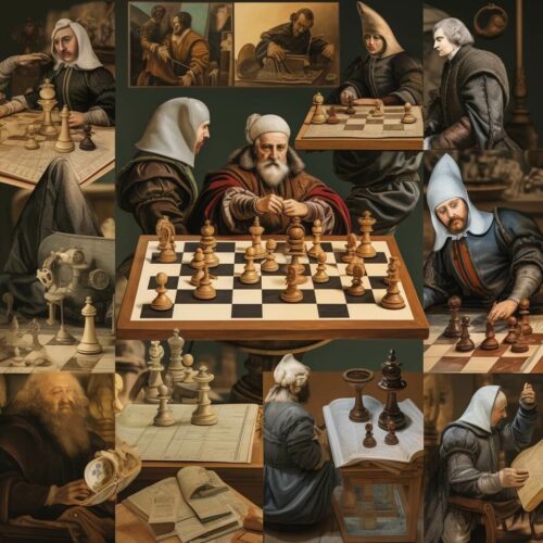 Collage of different chess puzzles, showcasing various challenges