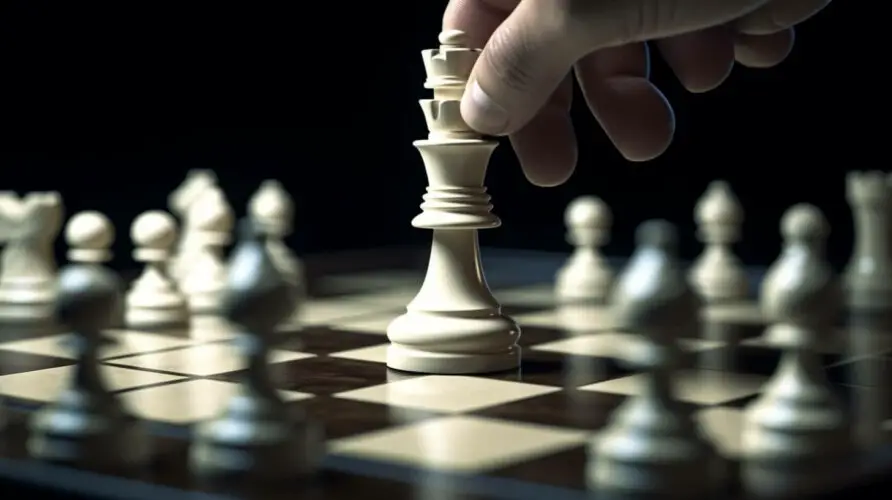 Dynamic image of the first move being made with a white pawn