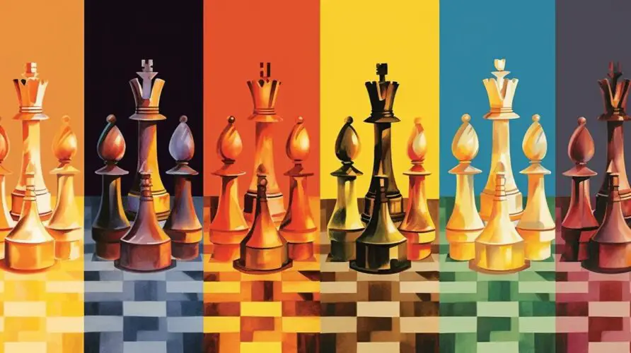 distinct markers or symbols for each variant, emphasizing the diversity of the game of chess