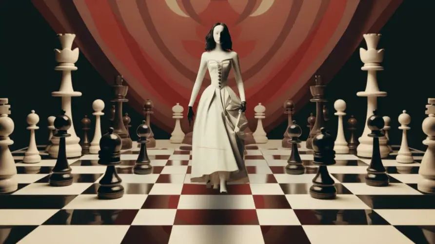 image that showcases the queen's movement capabilities on a chessboard