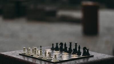 Chess table with pieces on it 